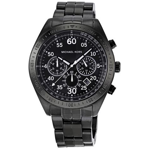 michael kors black chronograph one subdial leather strap